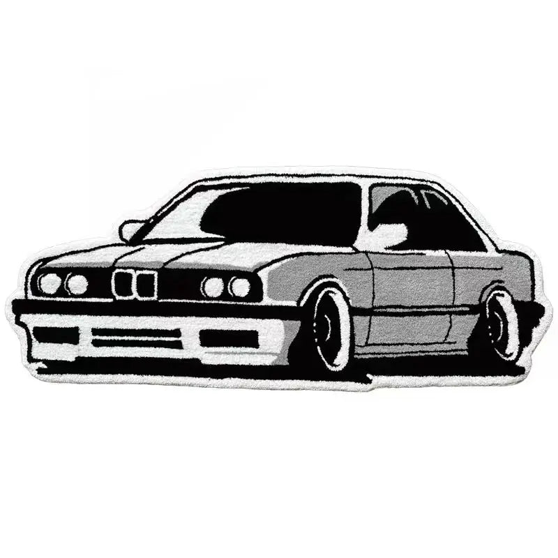 Alfombra Decorativa Retro Auto — Cachemir Antideslizante para Hogar