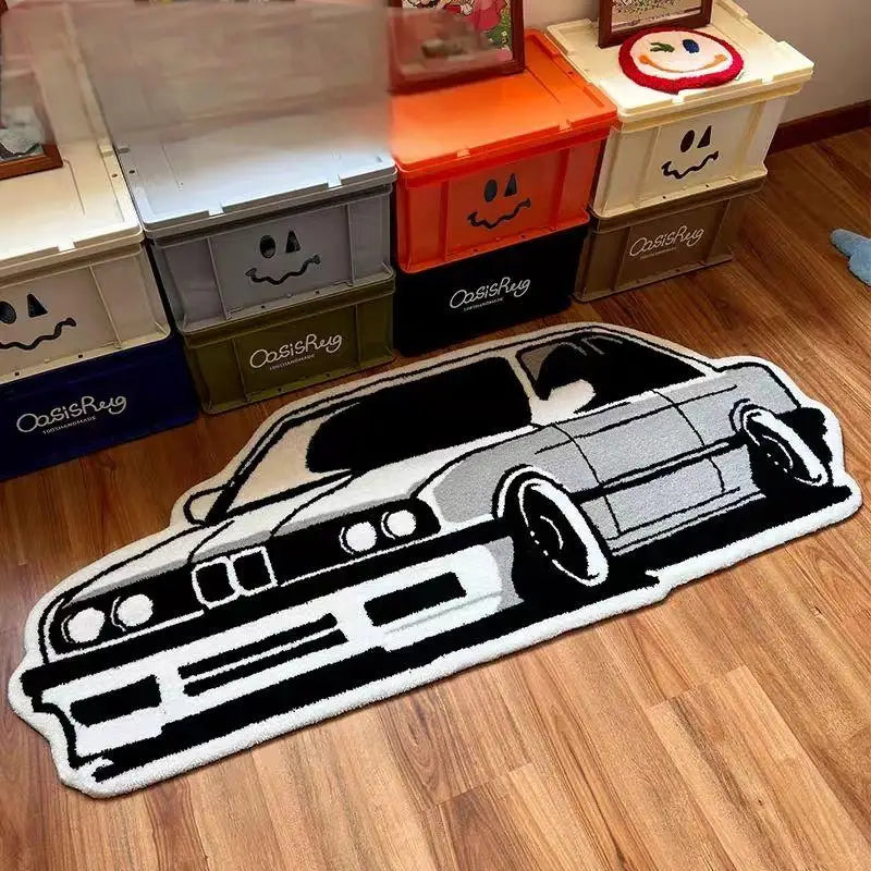 Alfombra Decorativa Retro Auto — Cachemir Antideslizante para Hogar