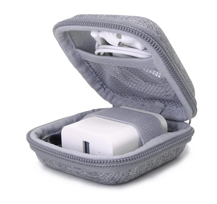 Portable Leather Earphone & Cable Organizer Bag — Travel Digital Accessories Case